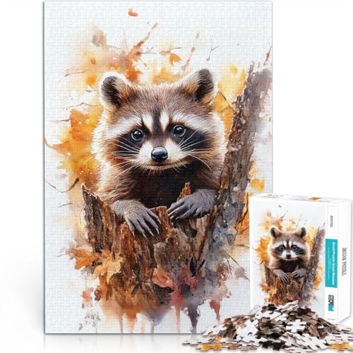 Puzzle 1000 Teile für Erwachsene Lernspiele Heimdekoration Waschbär Aquarellmalerei Lernspiel für Geburtstag, Weihnachten70x100cm von AITEXI