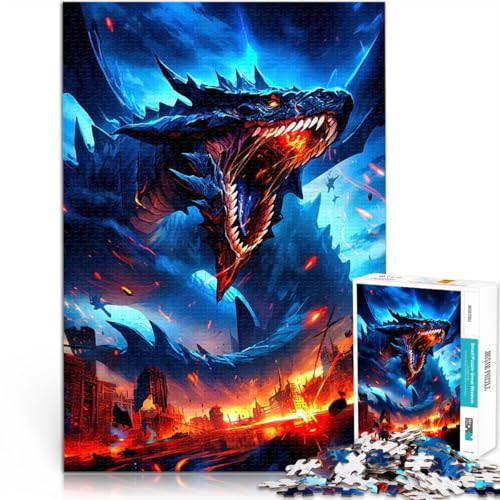 Puzzle 1000 Teile für Erwachsene Pädagogisches Spielzeug zum Stressabbau Drachenangriff auf die Stadt Geschenkideen52x38cm von AITEXI