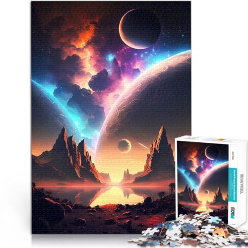 Puzzle 1000 Teile für Erwachsene Pädagogisches Spielzeug zum Stressabbau Galaktische Oasenlandschaft Für Paare geeignet38x26cm von AITEXI