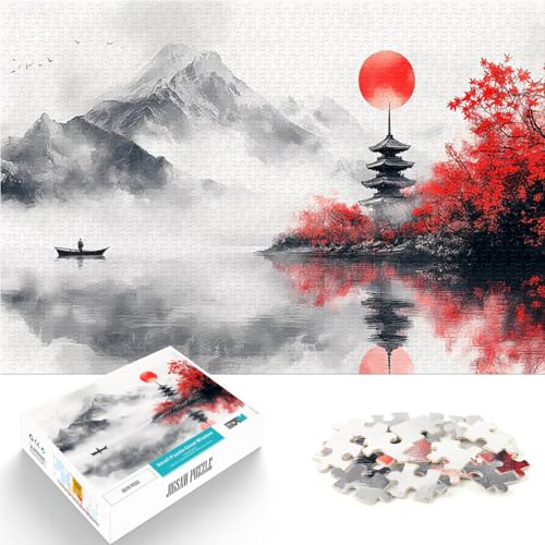 Puzzle 1000 Teile für Erwachsene Pädagogisches Spielzeug zum Stressabbau Japanische Pagodenlandschaft Wanddekoration75x50cm von AITEXI