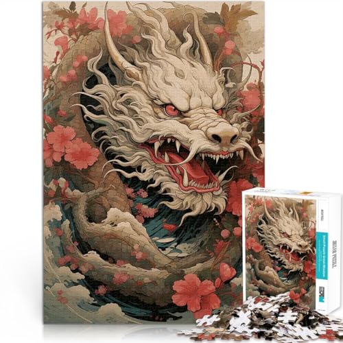 Puzzle 1000 Teile für Erwachsene Pädagogisches Spielzeug zum Stressabbau Japanischer Drachenliebhaber Heimdekoration38x26cm von AITEXI
