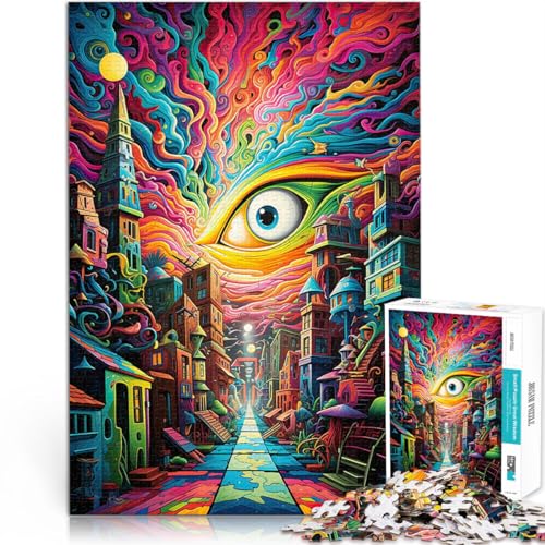 Puzzle 1000 Teile für Erwachsene Pädagogisches Spielzeug zum Stressabbau Psychedelische Stadtkunst Wichtelgeschenke52x38cm von AITEXI