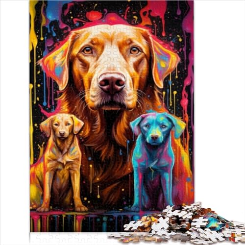 Puzzle 1000 Teile für Erwachsene Psychedelic Golden Hair Dogs Puzzles für Erwachsene Kinder Holzpuzzles für Erwachsene Geschenke Lernspiel (50x75cm) von AITEXI