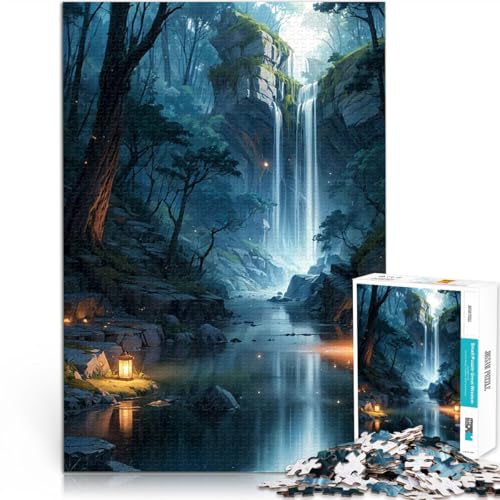Puzzle 1000 Teile für Erwachsene Spielspielzeug Wasserfall im Wald Natur Einzigartige Geburtstags- und Geschenkideen52x38cm von AITEXI