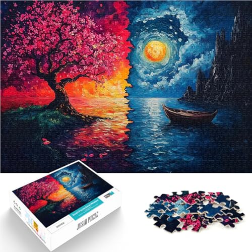 Puzzle 1000 Teile für Erwachsene Spielzeug Lernspiele Stressabbau Tag- und Nachtlandschaft Verbessern Sie das Gedächtnis38x26cm von AITEXI