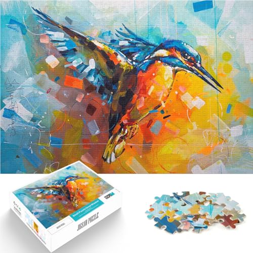 Puzzle 1000 Teile für Erwachsene Stressabbau-Spielzeug Gemälde eines Königsfischervogels Wunschliste mit dem Weihnachtsmann38x26cm von AITEXI