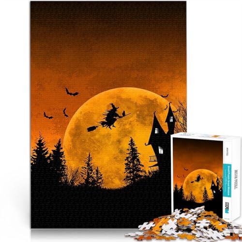 Puzzle 1000 Teile für Erwachsene Stressabbau-Spielzeug Halloween Hexe und Spukhaus Geschenke für Freunde und Familie75x50cm Puzzle 1000 Teile für Erwachsene Stressabbau-Spielzeug Halloween Hexe und Spukhaus Geschenke für Freunde und Familie75x50cm von AITEXI
