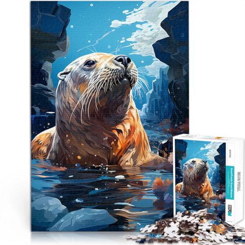 Puzzle 1000 Teile für Erwachsene Stressabbau – Staycation – Zeit totschlagen Seeotter Geschenke für Freunde und Familie38x26cm von AITEXI