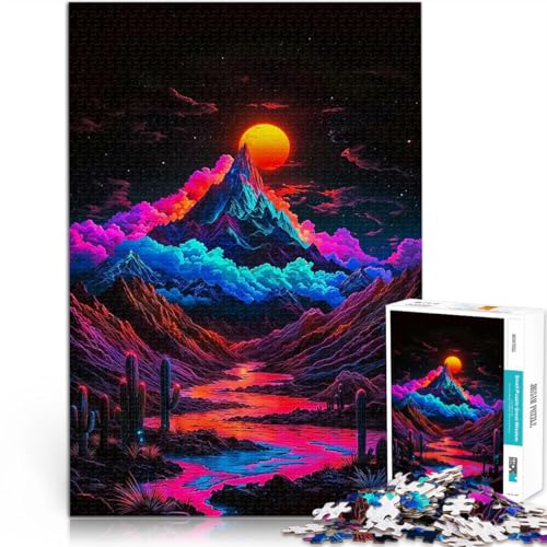 Puzzle 1000 Teile für Jugendliche Anspruchsvoll, Aber lustig und humorvoll Berg und Mond Wunschliste mit dem Weihnachtsmann75x50cm von AITEXI