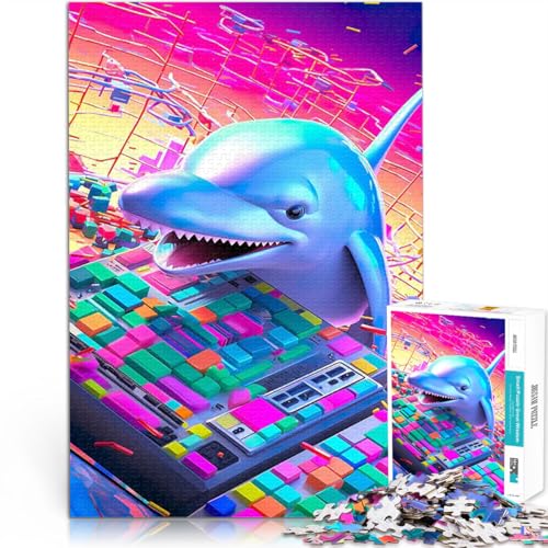 Puzzle 1000 Teile für Jugendliche Anspruchsvolles Spiel und Familienspaß Delphin-Spielheld Lernspiel für Geburtstag, Weihnachten75x50cm von AITEXI