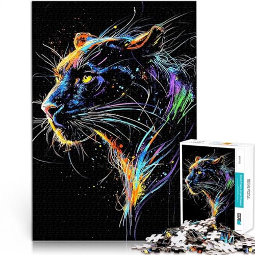 Puzzle 1000 Teile für Jugendliche Denkspiel EIN majestätisches Neonporträt eines schwarzen Panthers Für Paare geeignet52x38cm Puzzle 1000 Teile für Jugendliche Denkspiel EIN majestätisches Neonporträt eines schwarzen Panthers Für Paare geeignet52x38cm von AITEXI