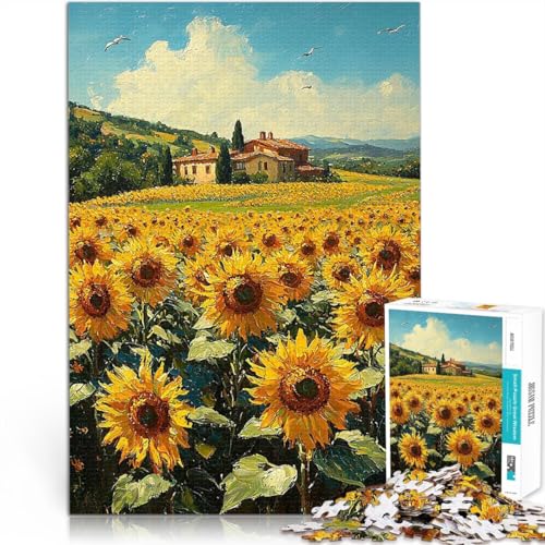 Puzzle 1000 Teile für Jugendliche Denkspiel Impressionistisch inspiriertes Sonnenblumenfeld und Landschaft Eltern-Kind-Interaktion52x38cm Puzzle 1000 Teile für Jugendliche Denkspiel Impressionistisch inspiriertes Sonnenblumenfeld und Landschaft Eltern-Kind-Interaktion52x38cm von AITEXI
