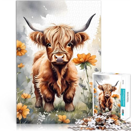 Puzzle 1000 Teile für Jugendliche Denkspiel süße Baby-Hochlandrinder denn eignet ganze Familie70x100cm Puzzle 1000 Teile für Jugendliche Denkspiel süße Baby-Hochlandrinder denn eignet ganze Familie70x100cm von AITEXI