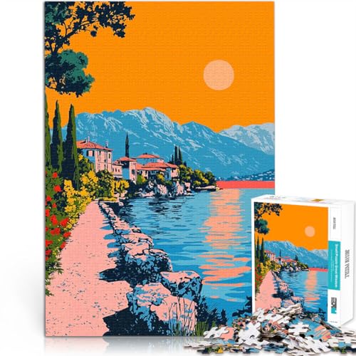 Puzzle 1000 Teile für Jugendliche Hands-on-Spiel Sonnenuntergang Lake Village Reise minimalistische Kunst Illustration Kunstwerk Geschenk52x38cm Puzzle 1000 Teile für Jugendliche Hands-on-Spiel Sonnenuntergang Lake Village Reise minimalistische Kunst Illustration Kunstwerk Geschenk52x38cm von AITEXI