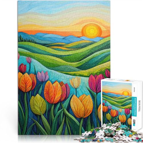 Puzzle 1000 Teile für Jugendliche Herausforderndes Spiel Sonnenuntergang Tulpen Landschaft Lernspiel für Geburtstag, Weihnachten52x38cm Puzzle 1000 Teile für Jugendliche Herausforderndes Spiel Sonnenuntergang Tulpen Landschaft Lernspiel für Geburtstag, Weihnachten52x38cm von AITEXI