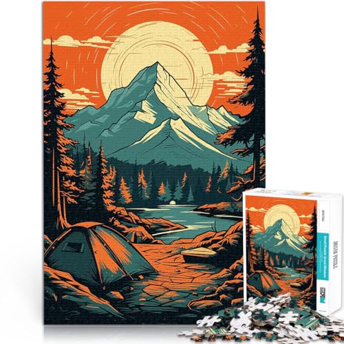 Puzzle 1000 Teile für Jugendliche Herausforderndes Spielspielzeug Campingszene in den Bergen einzigartiges Herausforderungsspiel75x50cm von AITEXI