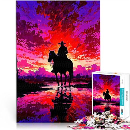 Puzzle 1000 Teile für Jugendliche Lernspiel-Herausforderungsspielzeug Cowboy-Silhouette bei Sonnenuntergang für Heimdekoration52x38cm Puzzle 1000 Teile für Jugendliche Lernspiel-Herausforderungsspielzeug Cowboy-Silhouette bei Sonnenuntergang für Heimdekoration52x38cm von AITEXI