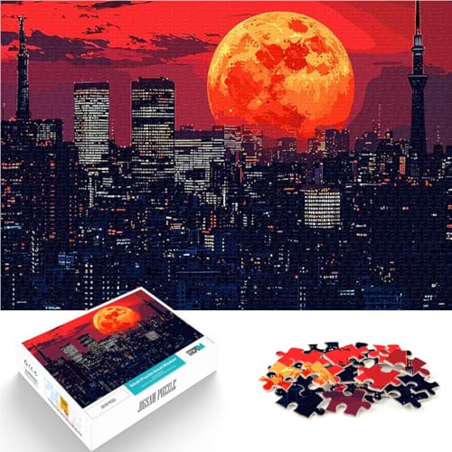 Puzzle 2000 Teile für Jugendliche Pädagogisches Spielzeug zum Stressabbau Stadtbild mit Riesenmond Wichtelgeschenke70x100cm von AITEXI