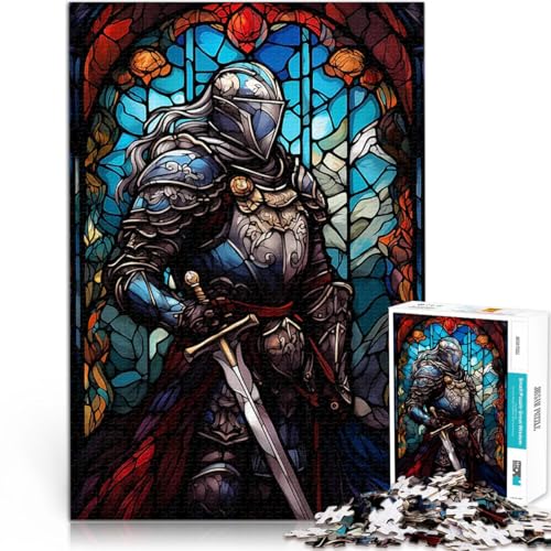 Puzzle 1000 Teile für Jugendliche Spielzeug Lernspiele Stressabbau Paladin aus Buntglas einzigartiges Herausforderungsspiel52x38cm von AITEXI