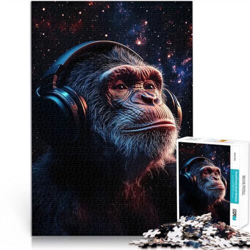Puzzle 1000 Teile für Jugendliche Spielzeug Lernspiele Stressabbau Schimpanse hört Musik Lernspiel für Geburtstag, Weihnachten70x100cm Puzzle 1000 Teile für Jugendliche Spielzeug Lernspiele Stressabbau Schimpanse hört Musik Lernspiel für Geburtstag, Weihnachten70x100cm von AITEXI