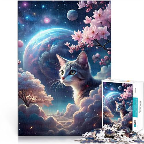 Puzzle 1000 Teile für Jugendliche für Lernspiel-Herausforderungsspielzeug Galaxy Cat Japanisches Thema Geschenkideen52x38cm von AITEXI