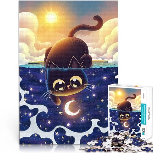 Puzzle 1000 Teile für Teenager Intellektuelles Spiel Schwarze Katze Tag und Nacht Einzigartige Wohndekoration und Geschenke70x100cm Puzzle 1000 Teile für Teenager Intellektuelles Spiel Schwarze Katze Tag und Nacht Einzigartige Wohndekoration und Geschenke70x100cm von AITEXI