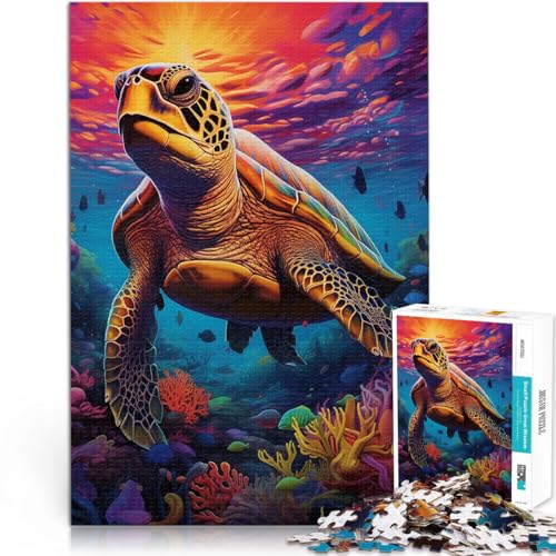 Puzzle 1000 Teile für Teenager Lernspiele DIY Spielzeug Synthwave Meeresschildkröte Wunschliste mit dem Weihnachtsmann75x50cm von AITEXI