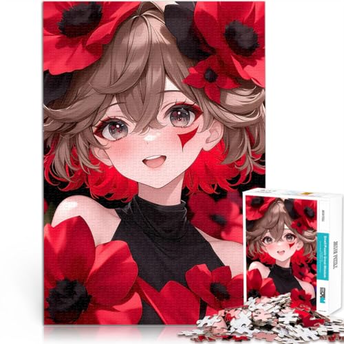 Puzzle 1000 Teile für Teenager Lernspiele Heimdekoration Anime-Mädchen mit roten Blumen Angebot als Geschenk für die ganze Familie38x26cm Puzzle 1000 Teile für Teenager Lernspiele Heimdekoration Anime-Mädchen mit roten Blumen Angebot als Geschenk für die ganze Familie38x26cm von AITEXI