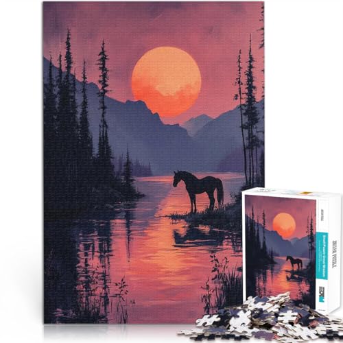 Puzzle 1000 Teile für Teenager Lernspiele Heimdekoration Silhouette Pferd Sonnenuntergang Lernspiel für Geburtstag, Weihnachten75x50cm Puzzle 1000 Teile für Teenager Lernspiele Heimdekoration Silhouette Pferd Sonnenuntergang Lernspiel für Geburtstag, Weihnachten75x50cm von AITEXI