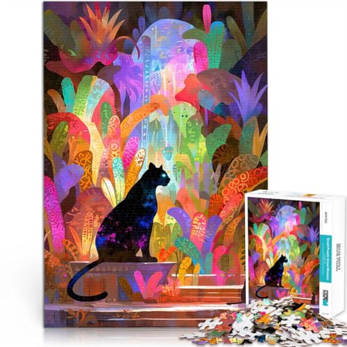 Puzzle 1000 Teile für Teenager Spielspielzeug Schwarze Katze in einem bunten Garten Geburtstagsgeschenke75x50cm Puzzle 1000 Teile für Teenager Spielspielzeug Schwarze Katze in einem bunten Garten Geburtstagsgeschenke75x50cm von AITEXI