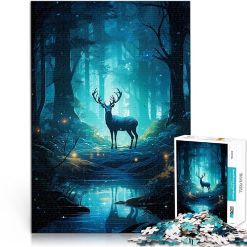 Puzzle 1000 Teile für Teenager Spielzeug Lernspiele Stressabbau Hirsch im Wald geheimnisvoll Lernspiel für Geburtstag, Weihnachten52x38cm von AITEXI