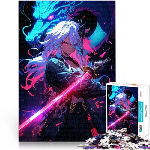Puzzle 1000 Teile für Teenager für Lernspiel-Herausforderungsspielzeug Anime-Mädchen mit Drachen und Schwert Heimdekoration70x100cm Puzzle 1000 Teile für Teenager für Lernspiel-Herausforderungsspielzeug Anime-Mädchen mit Drachen und Schwert Heimdekoration70x100cm von AITEXI
