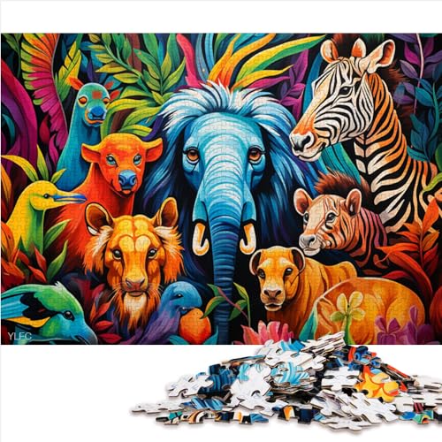Puzzle Afrikanische Tiere, 300 Teile, Premium-Puzzle aus Holz, Geschenkidee für Erwachsene und Kinder, mit passendem Poster und Quizblatt, 300 Teile (40 x 28 cm) von AITEXI