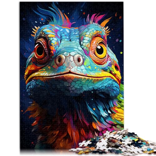 Puzzle Chamäleon, farbenfrohes psychedelisches Tierpuzzle für Erwachsene, 1000 Teile, Holzpuzzlespiel, Spielzeug für die Familie, Puzzlegeschenk (50 x 75 cm) von AITEXI