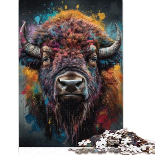 Puzzle-Geschenk, Bison-Malerei, 1000-teiliges Puzzle, Holzpuzzle für Erwachsene und Kinder ab 12 Jahren, Weihnachtswunschliste mit Weihnachtsmann, 1000 Teile (50 x 75 cm) von AITEXI