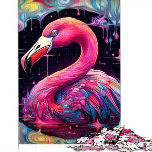 Puzzle-Geschenk, Kunst, Psychedelischer Flamingo, 1000-teiliges Puzzle, Holzpuzzle für Erwachsene und Kinder ab 12 Jahren, Heim-Lernspiele, DIY-Spielzeug (50 x 75 cm) von AITEXI