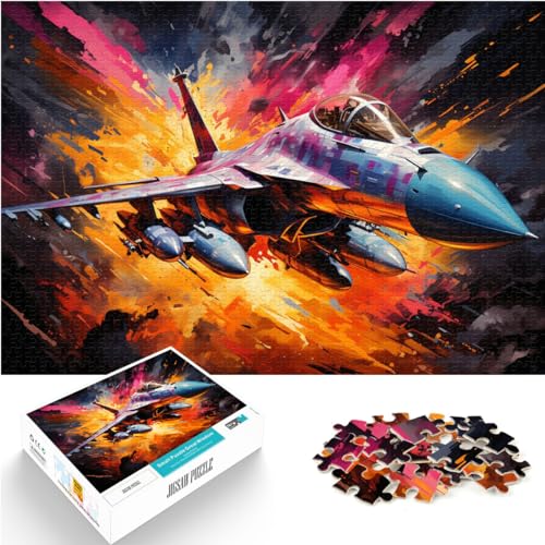 Puzzle Kampfjet im farbigen Himmel, 1000-teiliges Holzpuzzle, Familienspiel zum Stressabbau, schwieriges Herausforderungspuzzle (50 x 75 cm) von AITEXI