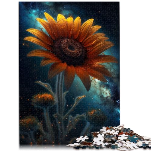 Puzzle Sonnenblume Milchstraße Galaxie 1000 Teile Puzzle für Erwachsene Puzzle Holzpuzzle Wanddekoration Einzigartige Geburtstags (50x75cm) von AITEXI