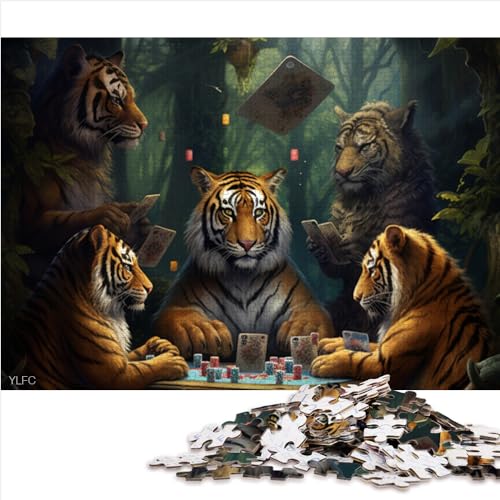Puzzle for Adults and Children1000 Pieces Tiger Poker Jigsaw Puzzles for Adults Kids Wood Puzzle Jigsaw Puzzles for Adults Educational Game Challenge Toy Challenge Family （50x75cm） von AITEXI