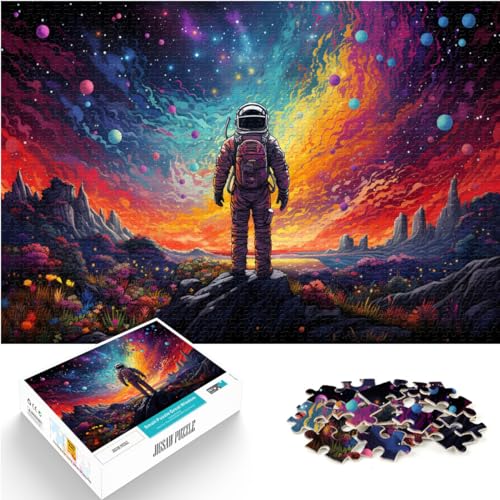 Puzzle für Astronauten, der auf Einer farbenfrohen Galaxie Steht, 500 Teile für Erwachsene, schwieriges Puzzle, Holzpuzzle, Familienspiel für und (38 x 52 cm) von AITEXI