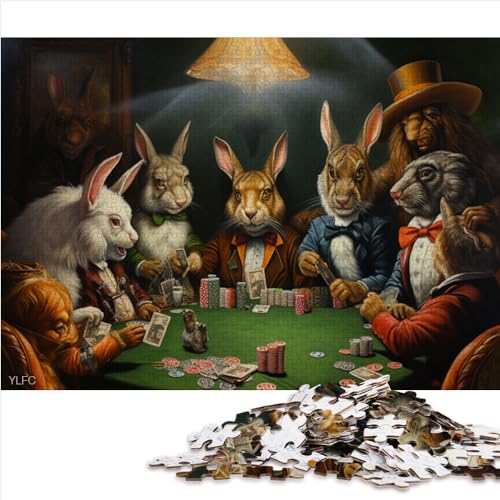 Puzzle für Erwachsene, 1000 Teile, für Erwachsene, Kaninchen-Poker, Holzpuzzle für Erwachsene und Kinder ab 10 Jahren, für Erwachsene und Familien, 1000 Teile (50 x 75 cm) von AITEXI