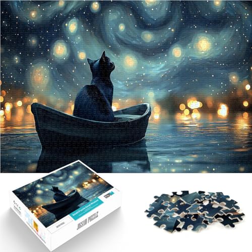Puzzle für Erwachsene, 1000 Teile Denkspiel Katze in einem Boot unter Sternenhimmel Die Liebe zwischen Paaren stärken70x100cm Puzzle für Erwachsene, 1000 Teile Denkspiel Katze in einem Boot unter Sternenhimmel Die Liebe zwischen Paaren stärken70x100cm von AITEXI