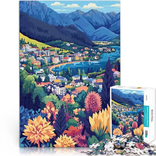 Puzzle für Erwachsene, 1000 Teile Denkspiel Queenstown Neuseeland Minimalistische Kunst mit passendem Poster und Quizblatt52x38cm Puzzle für Erwachsene, 1000 Teile Denkspiel Queenstown Neuseeland Minimalistische Kunst mit passendem Poster und Quizblatt52x38cm von AITEXI