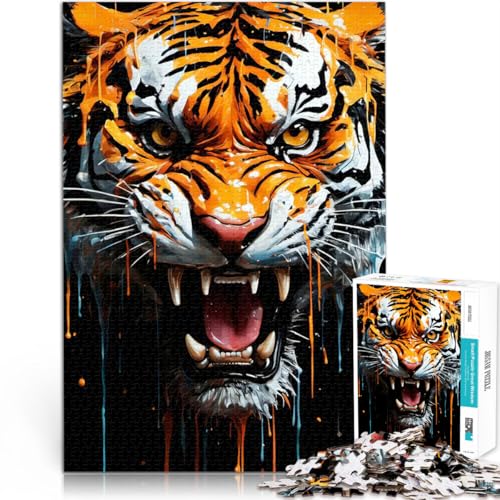 Puzzle für Erwachsene, 1000 Teile Denkspiel tropfende Farbe Tigerkunst mit vollständig ineinander greifenden, zufällig geformten Teilen38x26cm Puzzle für Erwachsene, 1000 Teile Denkspiel tropfende Farbe Tigerkunst mit vollständig ineinander greifenden, zufällig geformten Teilen38x26cm von AITEXI