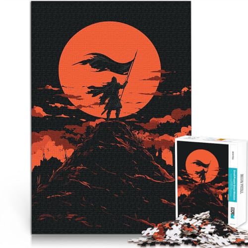 Puzzle für Erwachsene, 1000 Teile Für Familienspaß Silhouette eines Ritters auf einem Berg Einzigartige Geburtstags- und Geschenkideen52x38cm von AITEXI