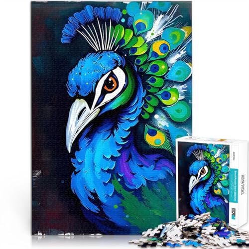 Puzzle für Erwachsene, 1000 Teile Geschenke zum Suchbegriff: Herausfordernde Spiele Pfauenporträt Wanddekoration52x38cm von AITEXI