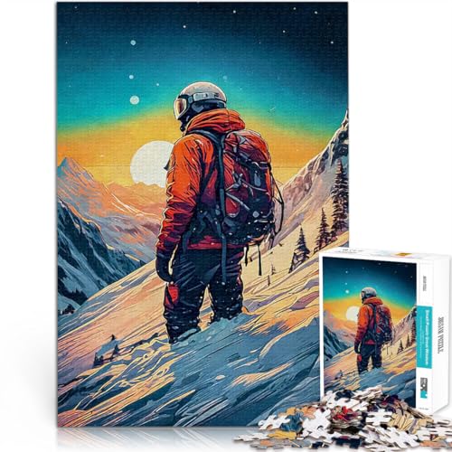 Puzzle für Erwachsene, 1000 Teile Intellektuelles Spiel Bergsteiger bei Sonnenuntergang Wunschliste mit dem Weihnachtsmann75x50cm von AITEXI