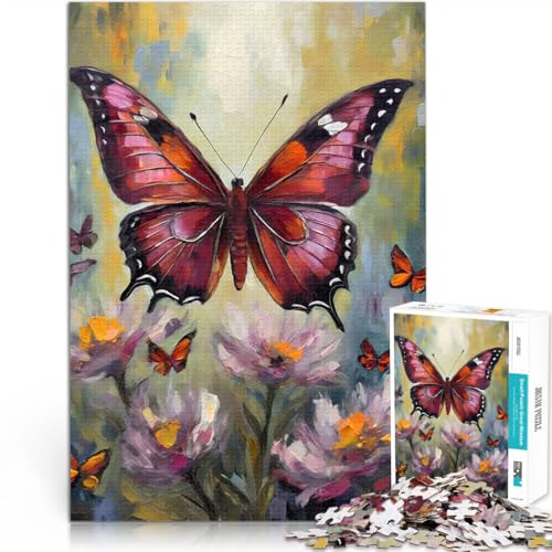 Puzzle für Erwachsene, 1000 Teile Intellektuelles Spiel Ölgemälde eines Schmetterlings Lernspiel für Geburtstag, Weihnachten52x38cm von AITEXI