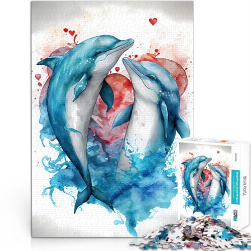 Puzzle für Erwachsene, 1000 Teile Lustige Spiele Liebesgeschichte eines Delfinpaares einzigartiges Herausforderungsspiel52x38cm von AITEXI