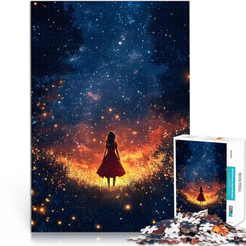 Puzzle für Erwachsene, 1000 Teile Pädagogisches Spielzeug zum Stressabbau Mädchen unter Sternenhimmel Wichtelgeschenke52x38cm von AITEXI